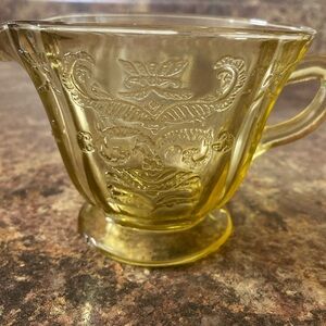 VTG Federal Glass “Madrid” amber yellow footed creamer | depression glass